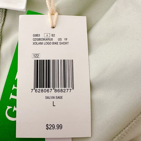 Guess Xolani Logo High Rise Stretch Elastic Waist Biking Short Sage Mint L NWT - Picture 8 of 11